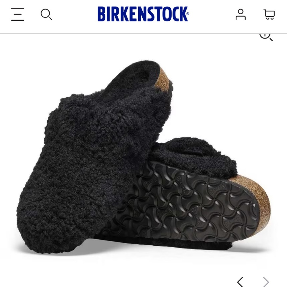 Birkenstock Shearling Boston Big Buckle Black Clogs